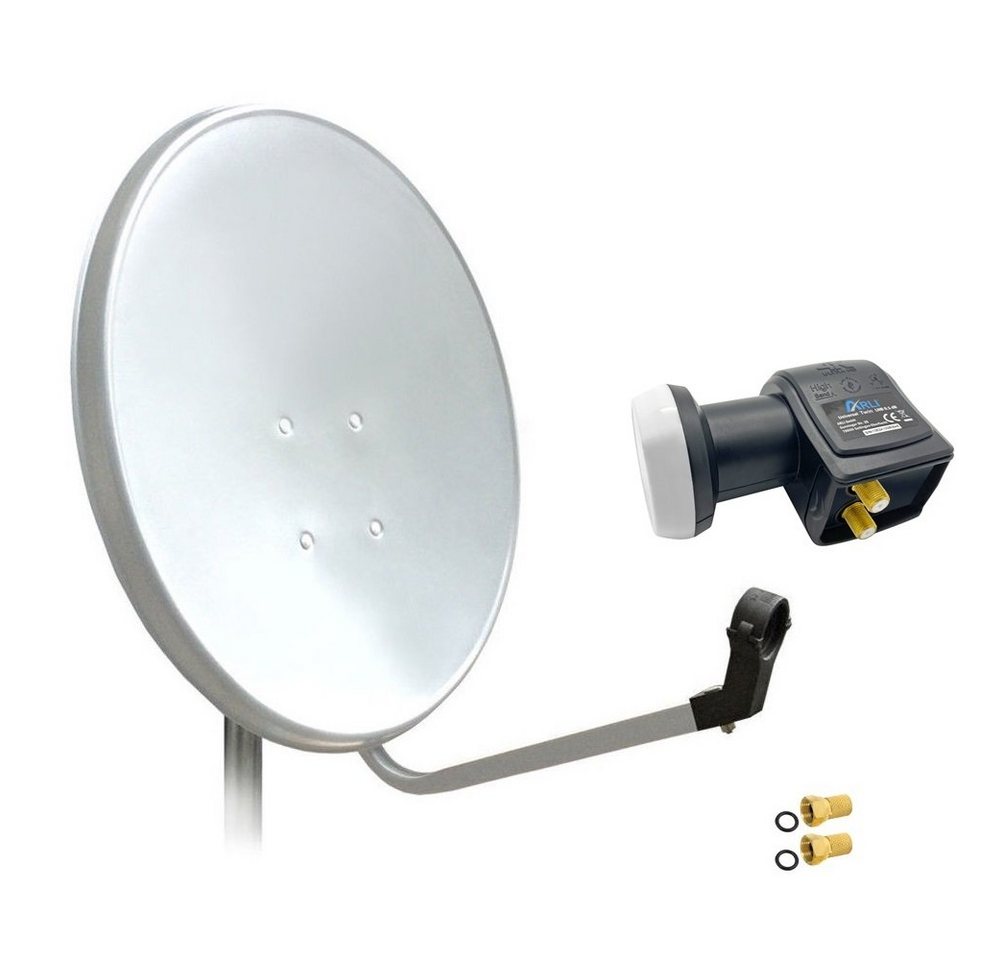 ARLI 60 cm HD SAT Anlage weiss +Twin LNB +2x F-Stecker SAT-Antenne (60 cm, Stahl) von ARLI