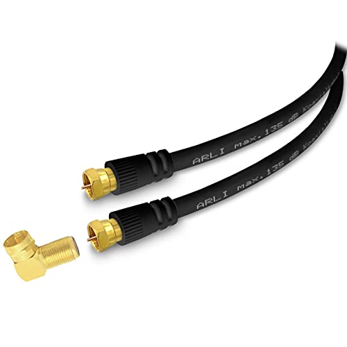 ARLI 7m HD Sat Winkel Anschlusskabel schwarz – max. 135 dB 5-fach geschirmt | vergoldete F-Stecker & Winkeladapter | DVB-S/S2 DVB-T/T2 DVB-C/C2 4K 8K HDTV TV Antennenkabel von ARLI