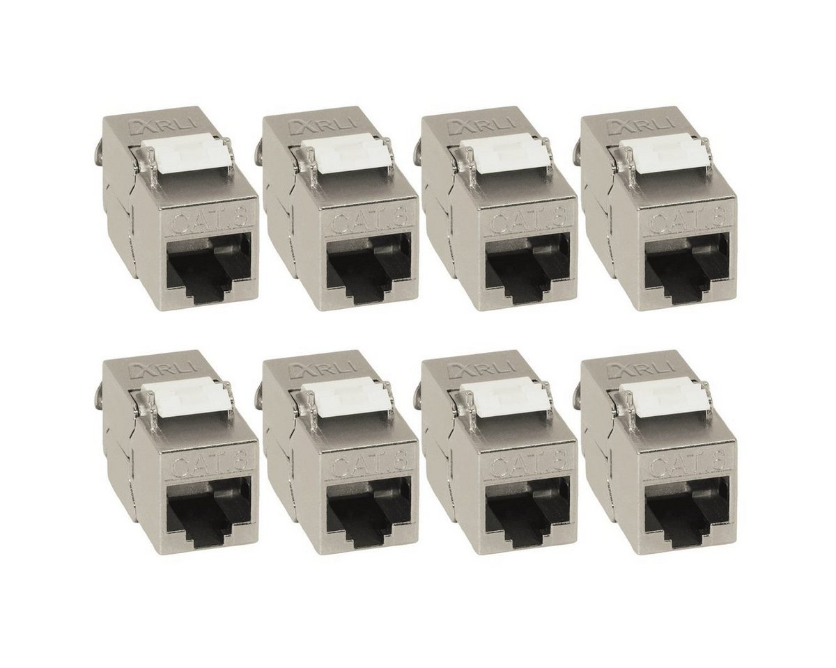 ARLI 8x Keystone CAT8.1 Modul metall geschirmt werkzeuglose Montage Netzwerk-Adapter RJ45-Buchse zu Netzwerkkabel, Snap In Montage I Einfache Feldmontage von ARLI