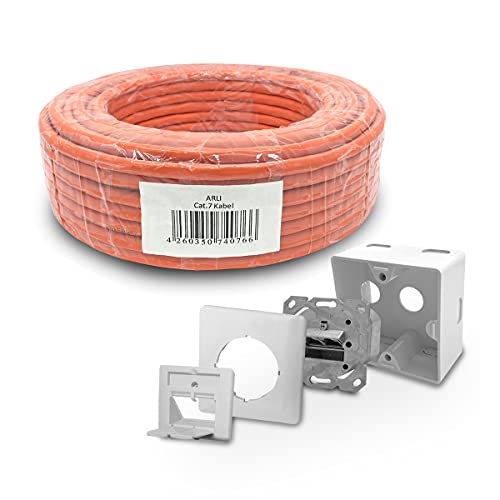 ARLI CAT 7 100m Verlegekabel Netzwerkkabel CAT.7 + 1x Cat6a Netzwerkdose Halogenfrei SFTP S/FTP CAT7 PIMF Kabel Netzwerk 100 m Netzwerk Cat 6a Dose von ARLI