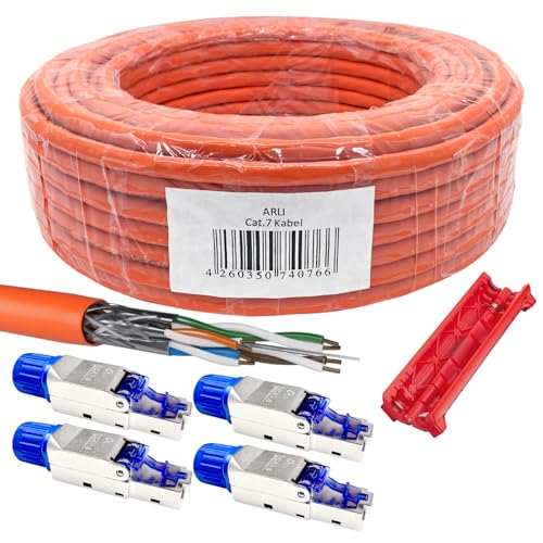 ARLI 100m Cat7 Verlegekabel + 4x RJ45 Netzwerkstecker Cat8.1 + Abisoliermesser Installationskabel Datenkabel S/FTP geschirmt LSZH halogenfrei Werkzeuglose Montage Ethernet Netzwerkkabel ARLI 100m Cat7 Verlegekabel + 4x RJ45 Netzwerkstecker Cat8.1 + Abisoliermesser Installationskabel Datenkabel S/FTP geschirmt LSZH halogenfrei Werkzeuglose Montage Ethernet Netzwerkkabel von ARLI