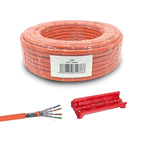 ARLI CAT 7 Verlegekabel 50m Netzwerkkabel inkl. Abisoliermesser CAT.7 LAN Halogenfrei Installationskabel SFTP S/FTP CAT7 PIMF Kabel Netzwerk Verkabelung Datenkabel AWG23/1 geschirmt Kupfer 50 m von ARLI