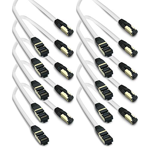 ARLI Cat 8 Netzwerkkabel - Cat 8.1 Patchkabel 10 x 0,5 m 2000 MHz 40 Gbit 40000 Mbit Gigabit Ethernet LAN Kabel S FTP Schirmung mit Feldkonfektionierbarem RJ 45 Stecker Halogenfrei AWG 26 0,5m von ARLI