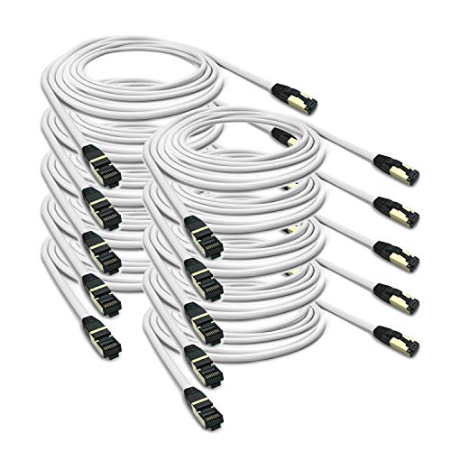 ARLI Cat 8 Netzwerkkabel - Cat 8.1 Patchkabel 10 x 5 m 2000 MHz 40 Gbit 40000 Mbit Gigabit Ethernet LAN Kabel S FTP Schirmung mit Feldkonfektionierbarem RJ 45 Stecker Halogenfrei AWG 26 5m 10 Stück von ARLI