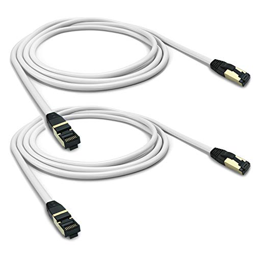 ARLI Cat 8 Netzwerkkabel: Cat8.1 Patchkabel 1m RJ45 S/FTP halogenfrei weiß 1 m Netzwerk Patch LAN Kabel Datenkabel bis zu 2000MHz / 40 Gbit / 40000 Mbit (2 Stück) von ARLI