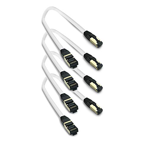 ARLI Cat 8 Netzwerkkabel: Cat8.1 Patchkabel 0,25m RJ45 S/FTP halogenfrei weiß 25 cm Netzwerk Patch LAN Kabel Datenkabel bis zu 2000MHz / 40 Gbit / 40000 Mbit (4 Stück) von ARLI