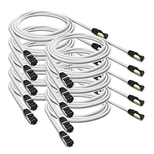 ARLI Cat 8 Netzwerkkabel: Cat8.1 Patchkabel 3m RJ45 S/FTP halogenfrei weiß 3 m Netzwerk Patch LAN Kabel Datenkabel bis zu 2000MHz / 40 Gbit / 40000 Mbit (10 Stück) von ARLI