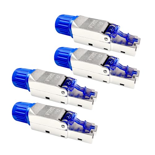 ARLI Netzwerkstecker RJ45 CAT8.1 – 4 x Netzwerk Stecker geschirmter Ethernet-Stecker für max. 40Gbit/s 2000 MHz Werkzeuglose Montage Feldkonfektionierbar Kompatibel mit CAT8 CAT7 CAT6a PoE PoE+ von ARLI