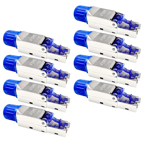 ARLI Cat 8 RJ45 Netzwerkstecker - 8 x Cat 8.1 Netzwerk Stecker Metall Schirmung verschiedene Kabel typen Cat8.1 Cat7 Cat6a T568A T568B 2000 MHz feldkonfektionierbare werkzeuglose Montage Werkzeuglos von ARLI