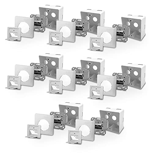 ARLI Cat6a Netzwerkdose Netzwerk Dose 8x Cat 6 a 2x RJ45 Port voll geschirmt Metalldurchgussgehäuse Aufputz Unterputz Cat7 Kabel von ARLI