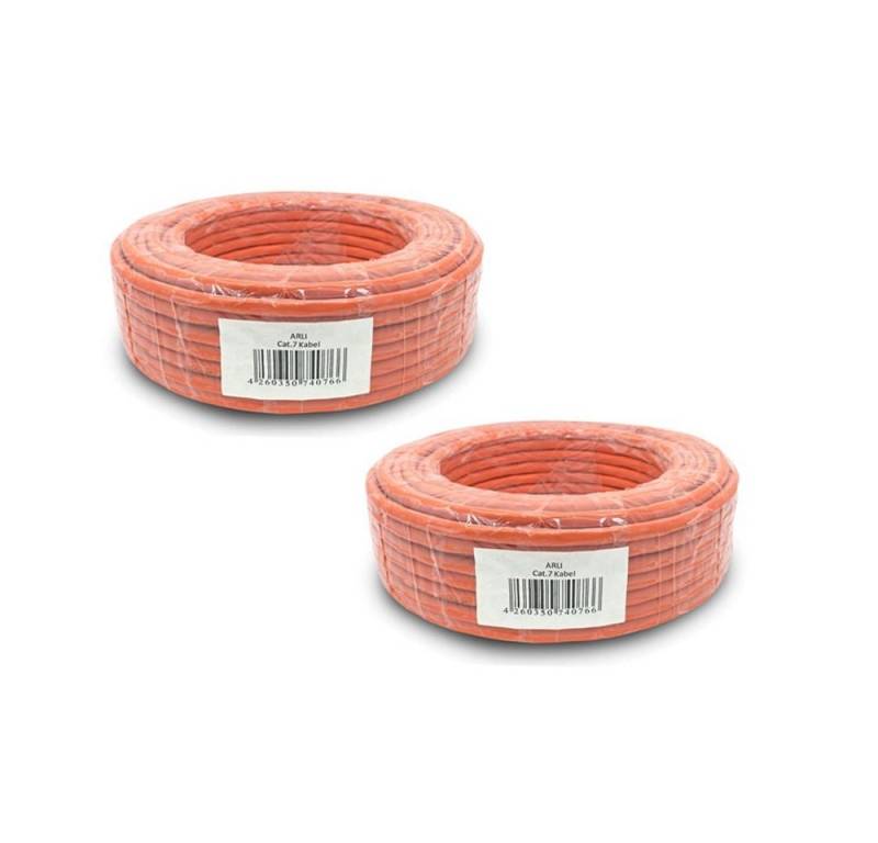 ARLI Cat7 200 m Verlegekabel Cat 7 Kabel (2 x 100 m) Installationskabel, Netzwerkkabel (2000 cm), Metermarkierung von ARLI