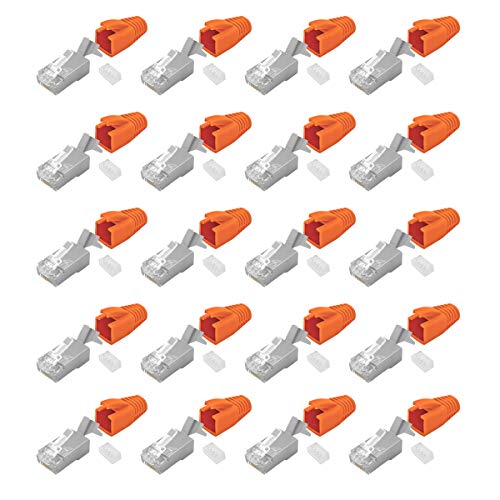 ARLI Cat7 Netzwerkstecker 20x RJ45 Stecker Netzwerk Modular mit Zugentlastung Knickschutz Tülle Einführhilfe für Verlegekabel Cat 5e Cat 6 Cat 6a Cat 7 Cat 7a Cat 8.1 AWG23 8 polig Plug (20 Stück) von ARLI