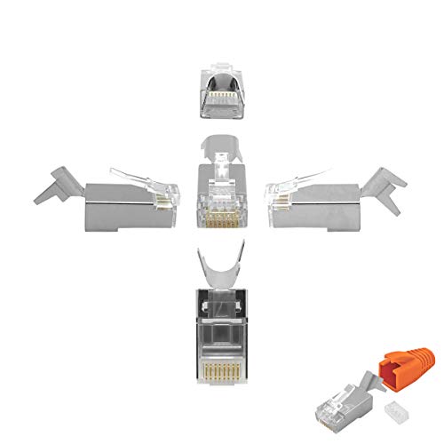 ARLI Cat7 Netzwerkstecker 40x RJ45 Stecker Netzwerk Modular mit Zugentlastung Knickschutz Tülle Einführhilfe für Verlegekabel Cat 5e bis Cat 8.1 AWG23 8 polig Plug (40 Stück) von ARLI