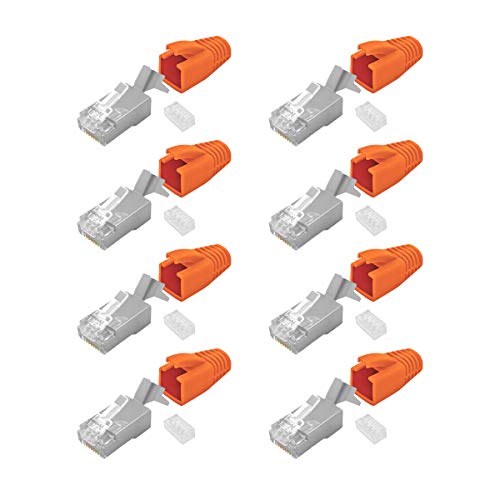 ARLI Cat7 Netzwerkstecker RJ45 Stecker 8X Netzwerk Modular mit Zugentlastung Knickschutz Tülle Einführhilfe für Verlegekabel Cat 7 Cat6a Cat6 AWG23 8 polig Plug von ARLI