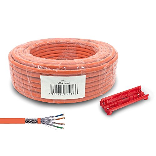 ARLI Cat7 Verlegekabel 100 m Netzwerkkabel inkl. Abisoliermesser CAT.7 LAN Halogenfrei Installationskabel SFTP S/FTP CAT7 PIMF Kabel Netzwerk Verkabelung Datenkabel AWG23/1 geschirmt Kupfer 100m von ARLI