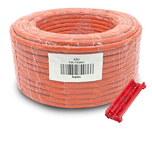 ARLI Cat7 Verlegekabel 50 m Netzwerkkabel Duplex inkl. Abisoliermesser CAT.7 LAN Halogenfrei Installationskabel Twin SFTP CAT7 PIMF Kabel Netzwerk Verkabelung Datenkabel geschirmt AWG23/1 Kupfer 50m von ARLI