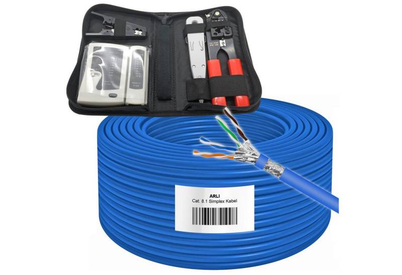 ARLI Cat8 Verlegekabel 25m Cat 8.1 Netzwerkkabel + Werkzeug Set Installationskabel, (2500 cm), Halogenfrei von ARLI