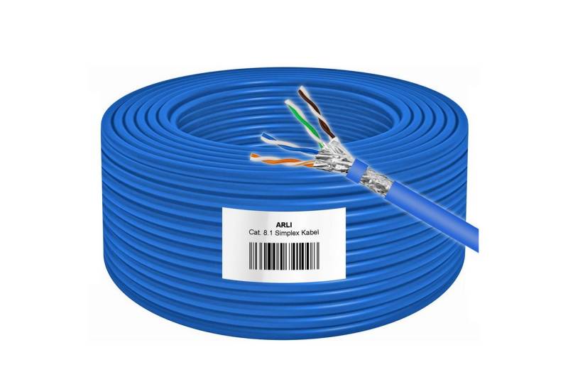 ARLI Cat8 Verlegekabel 50m Cat 8.1 S/FTP LSZH Halogenfrei Netzwerkkabel Installationskabel, (5000 cm), Kupfergeflecht, verzinnt von ARLI