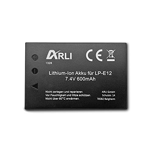 ARLI Ersatz Akku geeignet für Canon LP-E12 LPE12 EOS 100D M10 M100 M200 M50 EOS-M50 PowerShot SX70 HS Kamera Accu Ersatzakku von ARLI