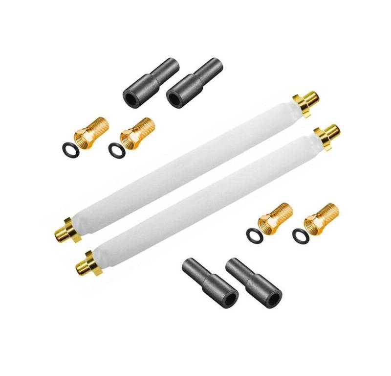 ARLI Fensterdurchführung selbstklebend 20cm + 4 x F-Stecker + 4x Gummitülle TV-Kabel, (20 cm) von ARLI