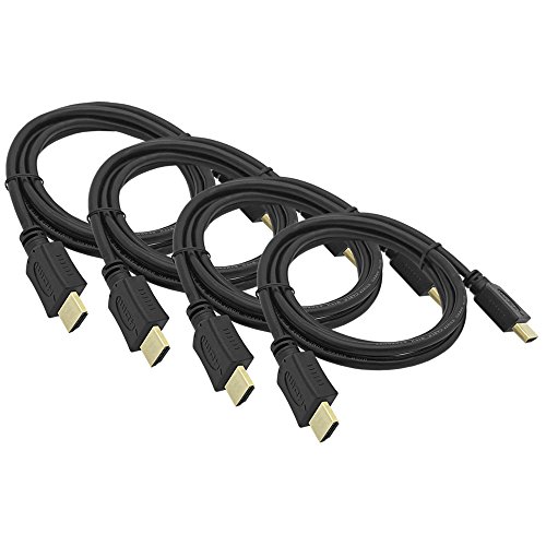 ARLI HD 4K HDMI Kabel 1,5 m vergoldet 4 x High Speed Ethernet Kabel unterstützt 1080p 2160p UHD 4K HD 3D Ethernet Fire Apple TV PS4 PC schwarz 4 Stück von ARLI