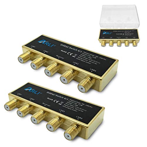 ARLI HD DiseqC Schalter 2X 4/1 vergoldet Switch Umschalter Wetterschutzgehäuse Wetterschutz 4X SAT LNB 3D 4K UHD Verteiler Gold 4x1 4 1 2 Stück von ARLI