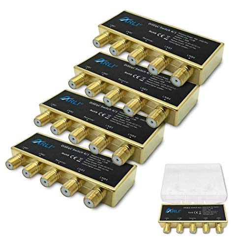 ARLI HD DiseqC Schalter 4X 4/1 vergoldet Switch Umschalter Wetterschutzgehäuse Wetterschutz 4X SAT LNB 3D 4K UHD Verteiler Gold 4x1 4 1 4 Stück von ARLI