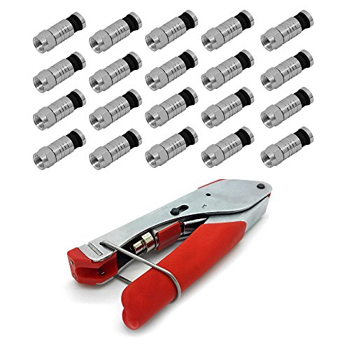 ARLI Kompressionszange klein + 20x F-Kompressionsstecker 7–7,5 mm | Crimpzange für Koaxialkabel SAT TV RG6 wasserdicht von ARLI