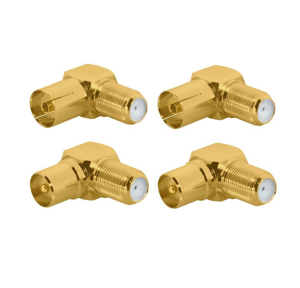 ARLI HD TV Winkeladapter vergoldet IEC 9,5 mm 2x Stecker + 2x Buchse Sat 4K Kabelzubehör von ARLI
