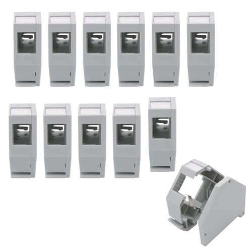 ARLI Hutschienenadapter für RJ45 Keystone Modul – 10 Modularer Adapter für 35 mm Standard-Tragschienen mit Erdungsfeder Abdeckung Beschriftungsfeld – Universal für alle Cat Keystone Jacks – 10x Stück von ARLI