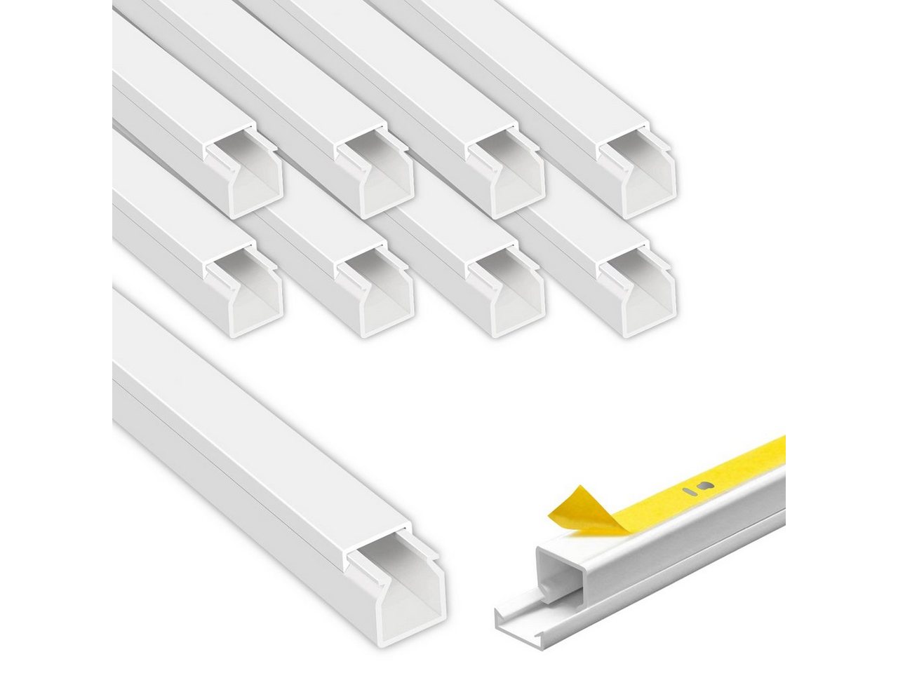 ARLI Kabelkanal Kabelkanal selbstklebend mit Bodenlochung 16 x 16 mm - 9 m Installationskanal (Set, 1-St., = 9 Kabelkanäle), PVC I schwer entflammbar von ARLI