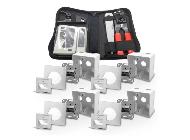 ARLI Netzwerk-Adapter, 4x ARLI Cat6a Netzwerkdose 2 Port + Werkzeugset von ARLI