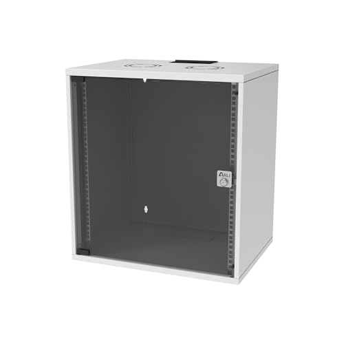 ARLI 19 Zoll Netzwerkschrank 12HE 12U Wandgehäuse – Serverschrank zur Wandmontage mit Glastür – abschließbar – aus Stahl Gehäuse – SOHO für Server, Switch, Patchpanel, EDV Router von ARLI