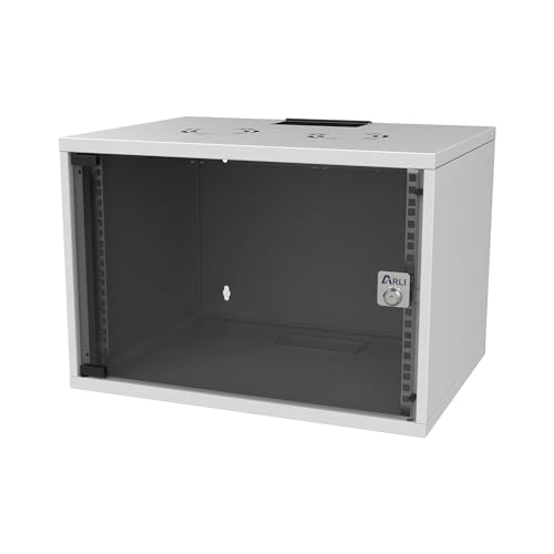 ARLI Netzwerkschrank 19 Zoll Serverschrank 7U 7HE Wandgehäuse Glastür Sichttür Schloss Netzwerk Server Schrank EDV Router Patchpanel Gehäuse Box unmontiert Wandmontage SOHO U7 Grau von ARLI