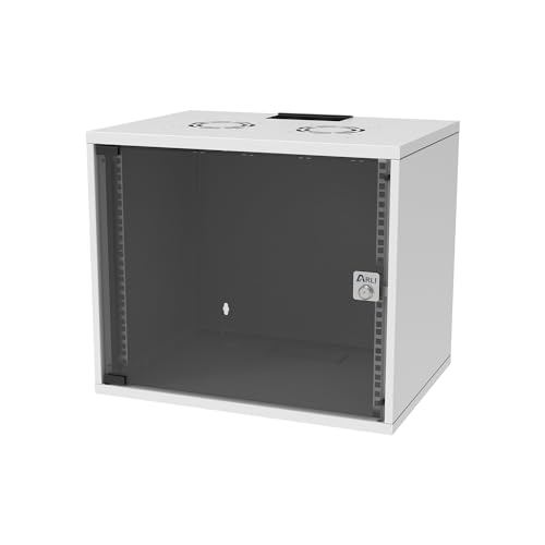 ARLI Netzwerkschrank 19 Zoll Serverschrank 9U 9HE Wandgehäuse Glastür Sichttür Schloss Netzwerk Server Schrank EDV Router Patchpanel Gehäuse Box unmontiert Wandmontage SOHO Grau 9U HE von ARLI