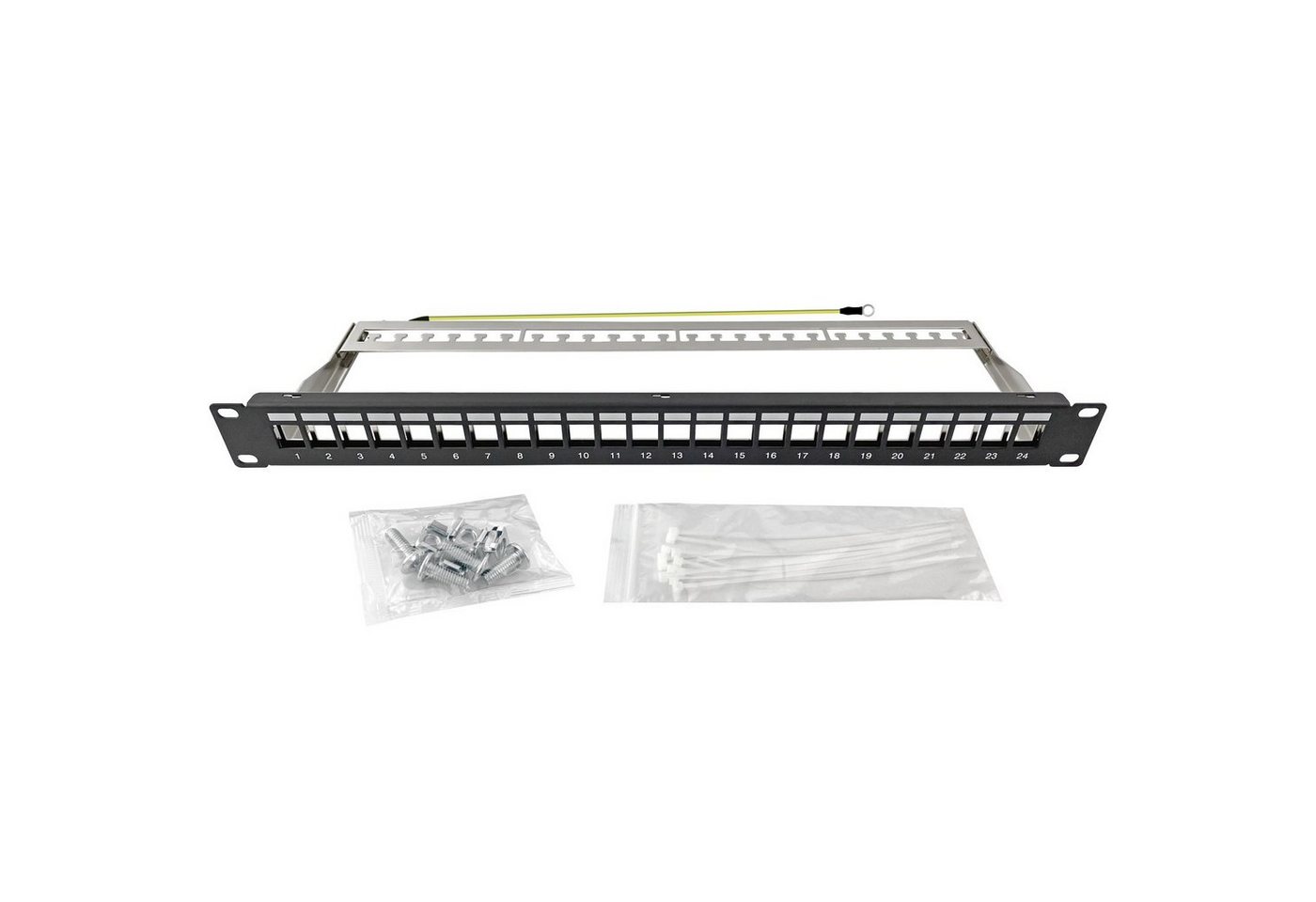 ARLI Patchpanel 19 zoll Verteilerfeld für Keystone Jack Netzwerk-Panel (24 Ports, Keystone Modul, 1,00 HE, blank l geschirmt l Kabelmanagement l Erdung) von ARLI