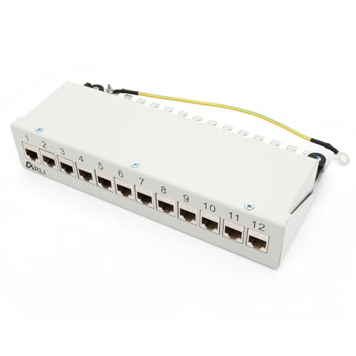 ARLI Patchpanel Cat8 inkl. 12x Keystone Cat8.1 Module – 12-Port Patchfeld Gehäuse lichtgrau – Einfache Snap-In Montage – 1HE – Inkl. Kabelbinder & Montagematerial ARLI Patchpanel Cat8 inkl. 12x Keystone Cat8.1 Module – 12-Port Patchfeld Gehäuse lichtgrau – Einfache Snap-In Montage – 1HE – Inkl. Kabelbinder & Montagematerial von ARLI