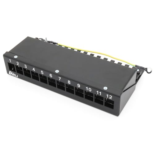 ARLI Patchpanel für Keystone Module – 12-Port Patchfeld Gehäuse schwarz – Kompatibel mit USB, HDMI, RJ-45 & Mehr – Einfache Snap-In Montage – 1HE – Inkl. Kabelbinder & Montagematerial von ARLI
