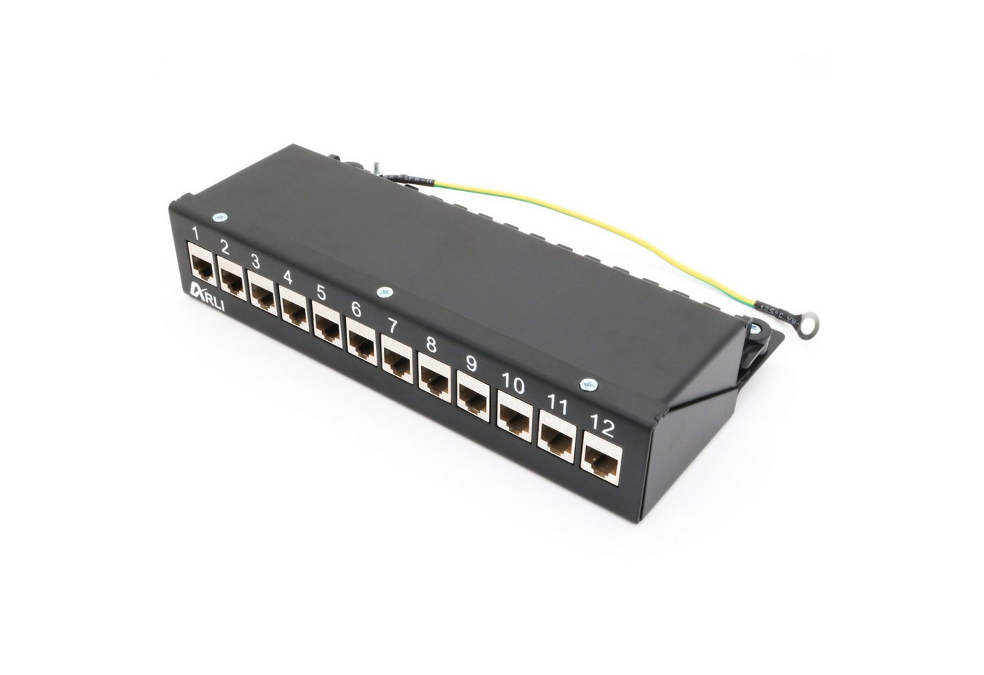 ARLI Patchpanel inkl. 12x Keystone Cat8.1 Module Netzwerk-Patch-Panel (12 Ports, 1,00 HE, Port Patchfeld Gehäuse schwarz) von ARLI