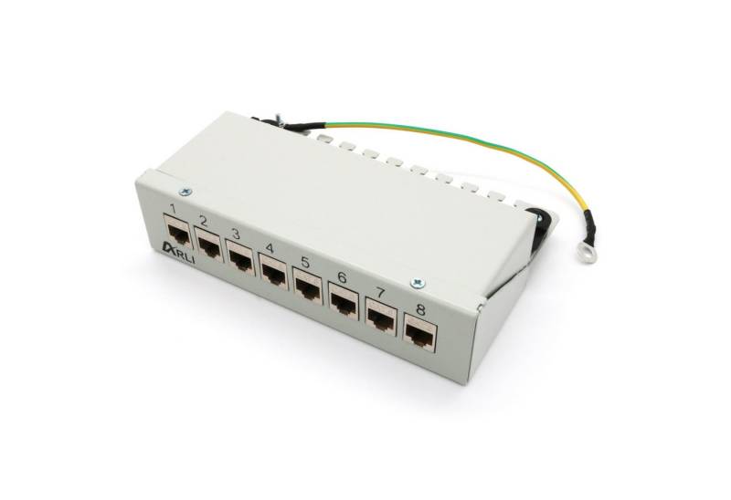 ARLI Patchpanel inkl. 8x Keystone Cat8.1 Module Netzwerk-Patch-Panel (8 Ports, 1,00 HE, Port Patchfeld Gehäuse lichtgrau) von ARLI