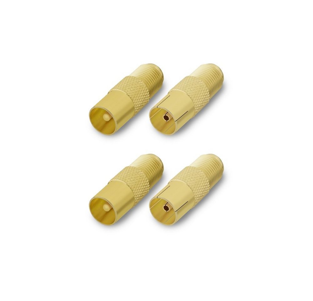 ARLI HD TV Adapter vergoldet IEC 9,5 mm 2x Buchse + 2x Stecker Antenne 4K Kabelzubehör ARLI HD TV Adapter vergoldet IEC 9,5 mm 2x Buchse + 2x Stecker Antenne 4K Kabelzubehör von ARLI