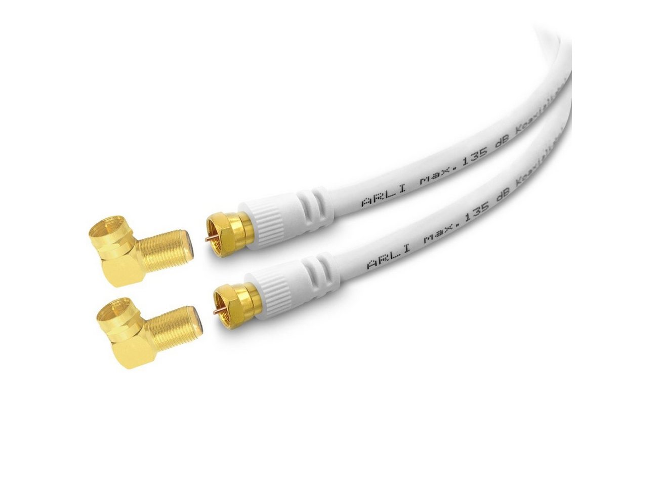 ARLI TV-Kabel, F-Stecker, F Winkeladapter (1500 cm), 15m Doppelwinkel Anschlusskabel TV Satkabel vergoldet 135dB Sat Kabel von ARLI