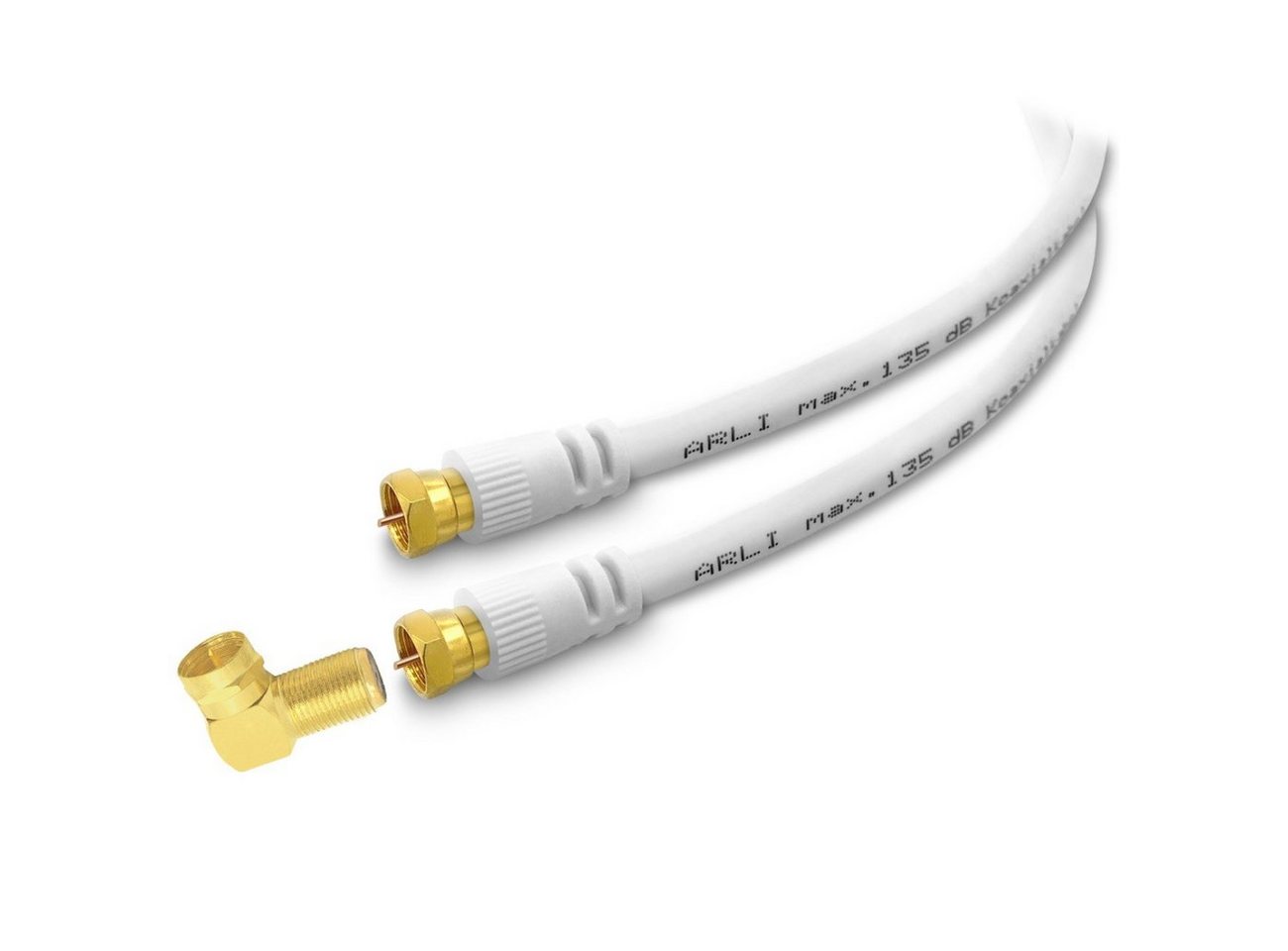 ARLI TV-Kabel, F-Stecker, F Winkeladapter (1500 cm), 15m TV Winkel Anschlusskabel TV HD Satkabel vergoldet 135 dB Sat Kabel von ARLI