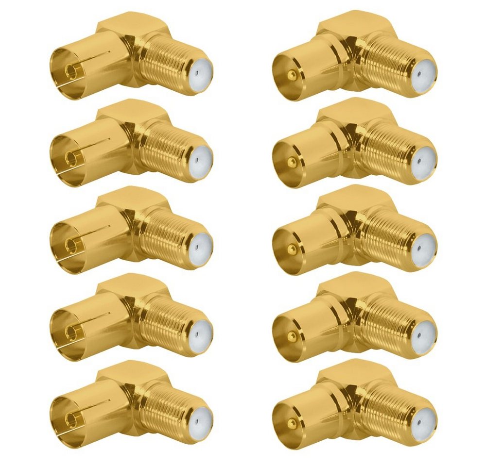 ARLI HD TV Winkeladapter vergoldet IEC 9,5 mm 5x Stecker + 5x Buchse Sat 4K Kabelzubehör ARLI HD TV Winkeladapter vergoldet IEC 9,5 mm 5x Stecker + 5x Buchse Sat 4K Kabelzubehör von ARLI