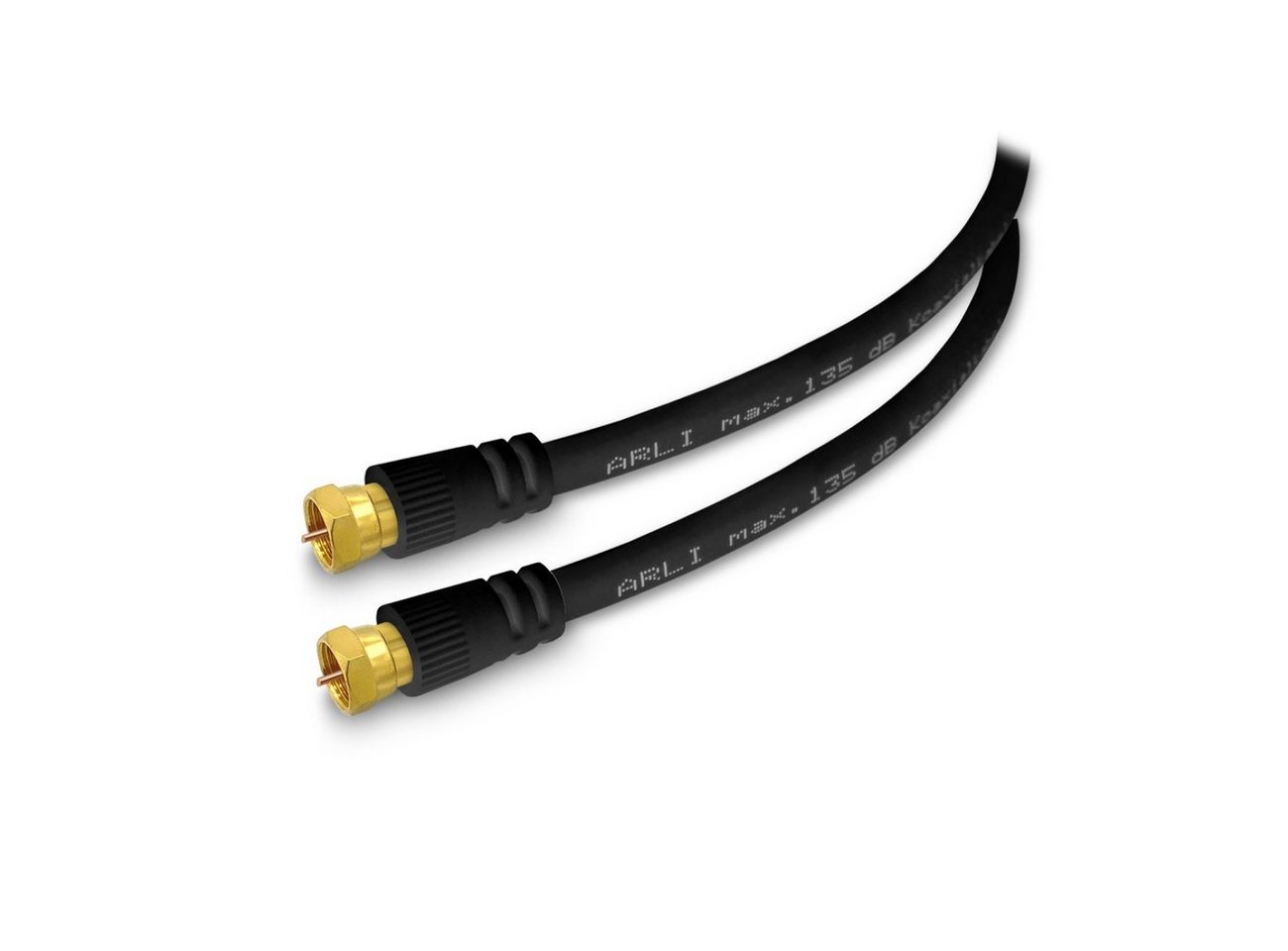 ARLI schwarz TV-Kabel, F-Stecker, F Stecker (200 cm), 2m Anschlusskabel HD Satkabel vergoldet 135 dB Sat Kabel Digital von ARLI