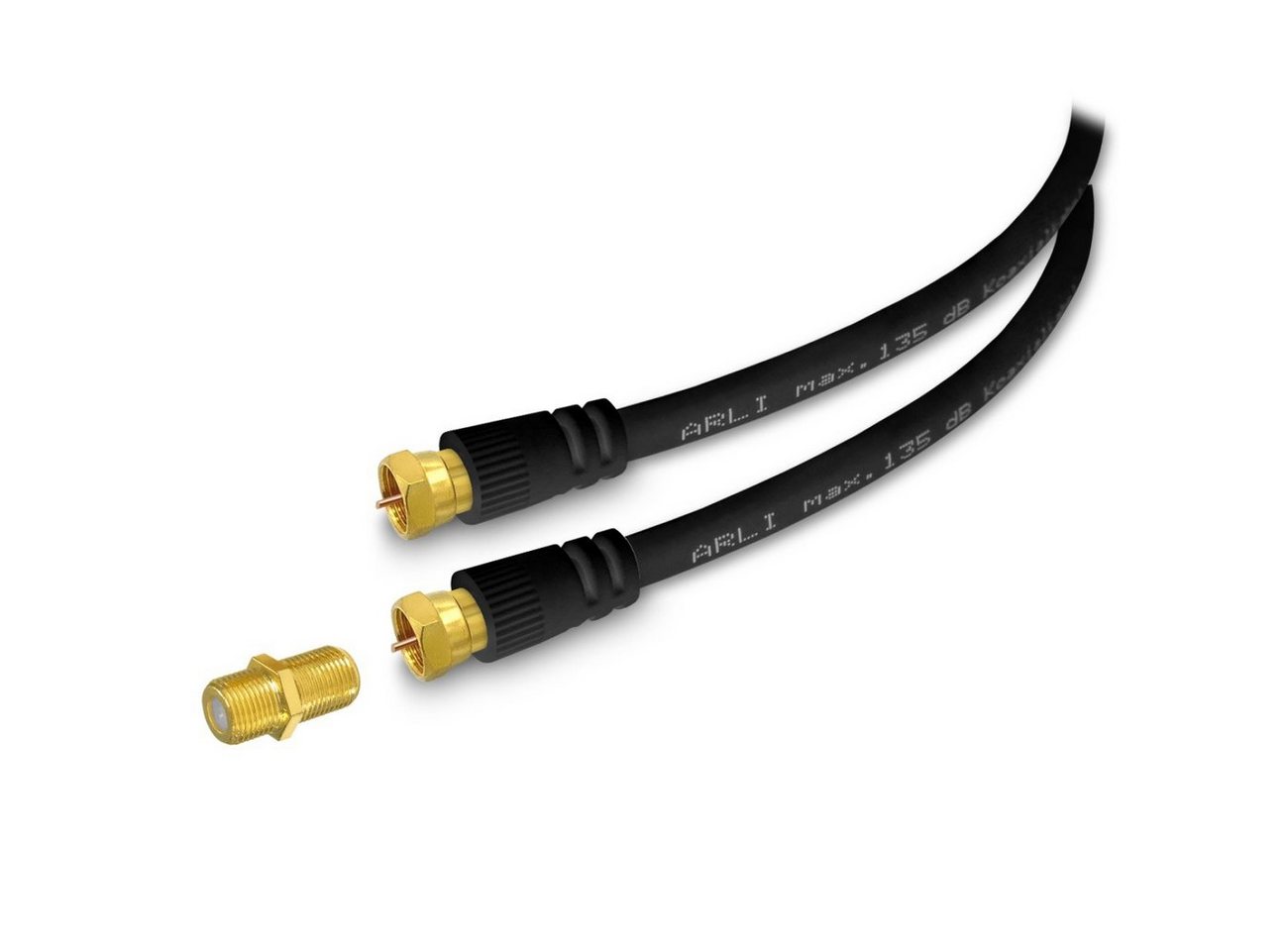 ARLI schwarz TV-Kabel, F-Stecker, F-Verbinder (200 cm), 2m Verlängerungskabel Anschlusskabel TV Satkabel vergoldet 135dB Sat von ARLI