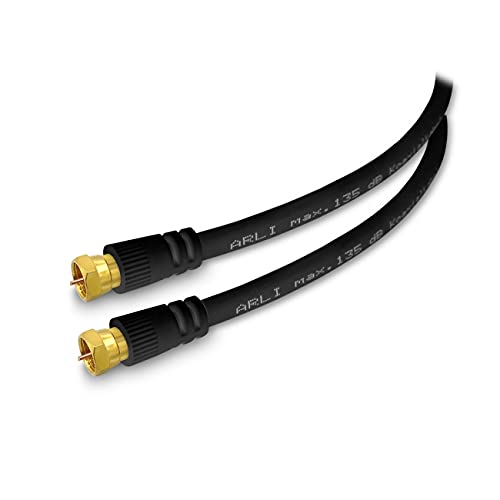 HD Anschlusskabel 5 m Satkabel vergoldet UHD 135 dB 4K geschirmt TV konfektionierte Sat Koaxialkabel Koax Kabel DVB-S2 Digital Kabelfernseher ARLI Antennenkabel 5m schwarz von ARLI