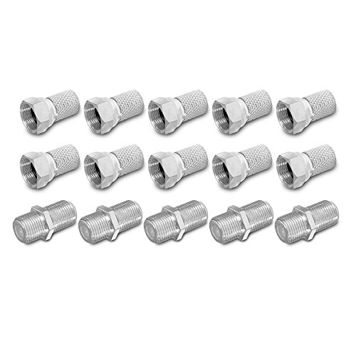 HD F Stecker Verbinder Verbindungsset 10 x F-Stecker 7 - 7,4 mm 5 x F-Verbinder Verbindung Sat Kabel Kupplung Buchse Anlagen Koax 4K ARLI 10 Stück Stecker 7,0 - 7,5 mm 5 Stück Verbinder von ARLI