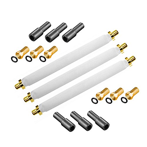 HD Fensterdurchführung Sat Kabel 3x Flachkabel 20 cm vergoldet + 6 x F-Stecker + 6 Gummitülle Koaxialkabel extrem flach F Stecker Gummitülle Fenster Tür Wohnwagen Camping HDTV 3D 4K TV ARLI 3 Stück von ARLI