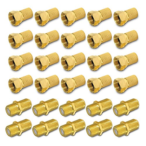 HD Sat F Stecker Verbinder vergoldet Verbindungsset 20 x F-Stecker 7 - 7,4 mm 10 x F-Verbinder Verbindung Kabel Kupplung Buchse Anlagen Koax 4K ARLI 20 Stück Stecker 7,0 7,2 mm 10 Verbinder UHD golde von ARLI